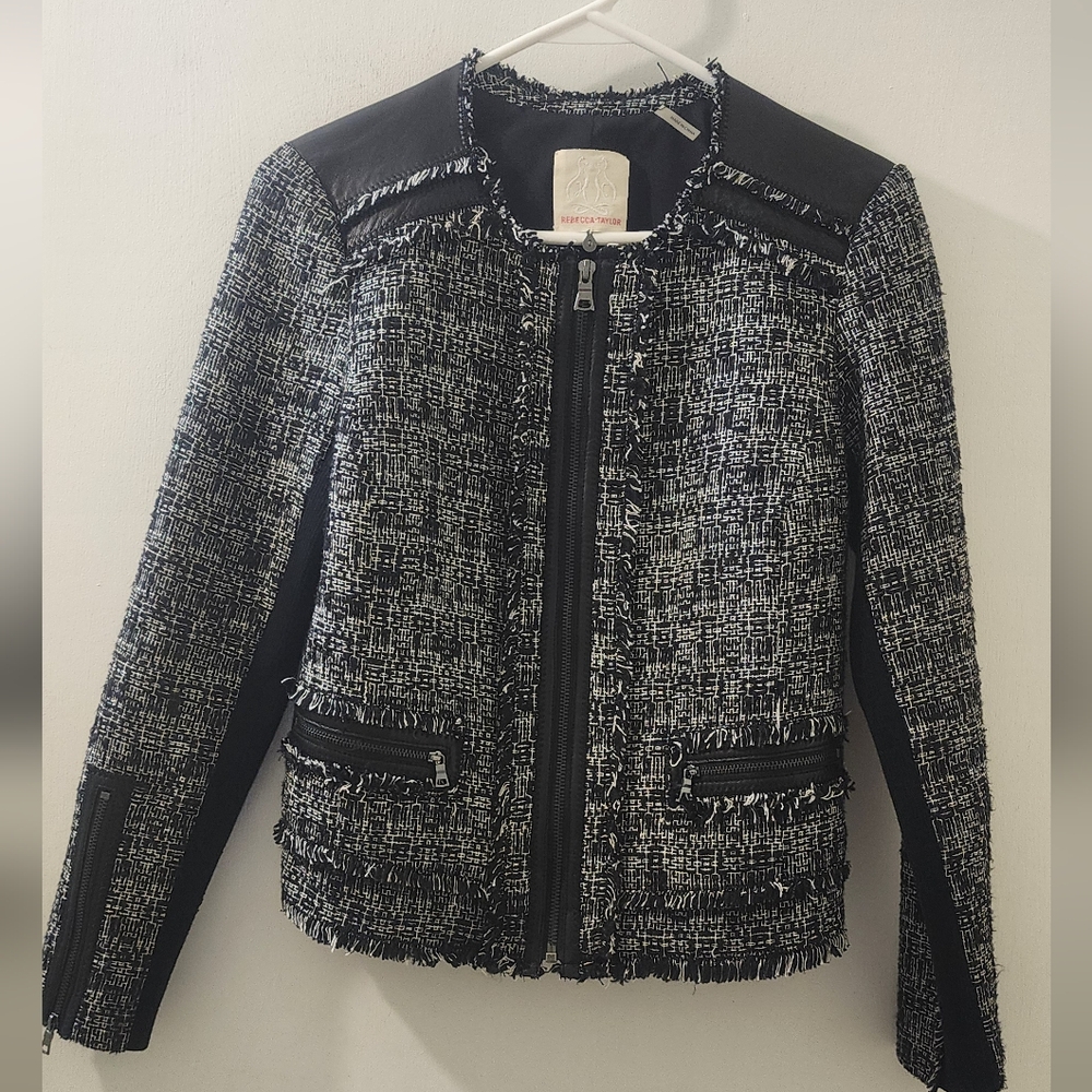 Rebecca Taylor Chic Black and White‎ Women's Jacket, Size 0.